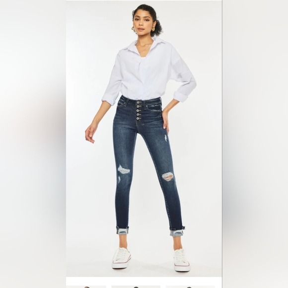 Kancan Jeans Norah High Rise Ankle Skinny Sz 0 23 Button Fly - Picture 1 of 5